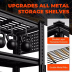 Étagère de rangement robuste pour garage BSMTEK 122 x 61 x 183 cm, étagère métallique à 5 niveaux avec étagères en treillis, noire