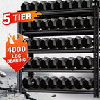 Étagère de rangement robuste pour garage BSMTEK 122 x 61 x 183 cm, étagère métallique à 5 niveaux avec étagères en treillis, noire