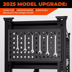 Étagère de rangement robuste pour garage BSMTEK 122 x 61 x 183 cm, étagère métallique à 5 niveaux avec étagères en treillis, noire