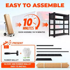 Étagère de rangement robuste pour garage BSMTEK 122 x 61 x 183 cm, étagère métallique à 5 niveaux avec étagères en treillis, noire
