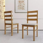 Lot de 2 chaises de salle à manger rustiques en bois massif avec assise rembourrée, chaises classiques sans accoudoirs pour salle à manger ou cuisine - Panipeachy