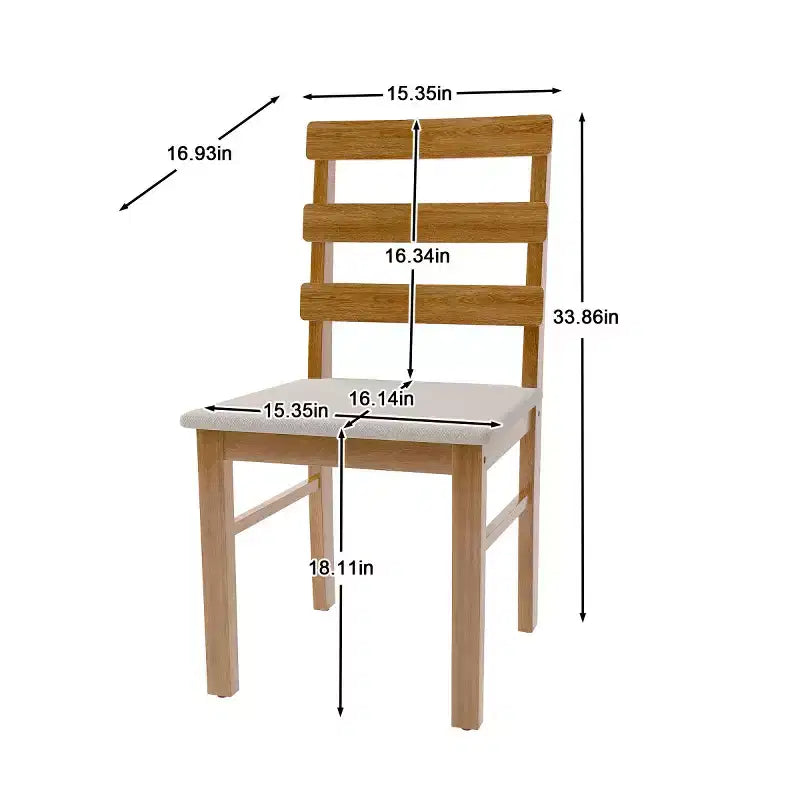 Lot de 2 chaises de salle à manger rustiques en bois massif avec assise rembourrée, chaises classiques sans accoudoirs pour salle à manger ou cuisine - Panipeachy