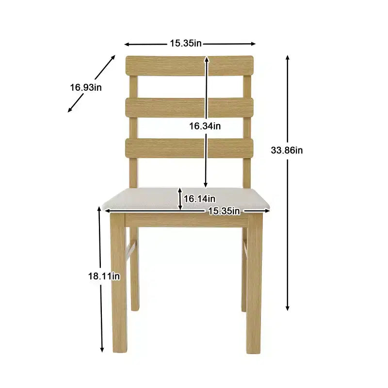 Lot de 2 chaises de salle à manger rustiques en bois massif avec assise rembourrée, chaises classiques sans accoudoirs pour salle à manger ou cuisine - Panipeachy