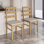 Set of 2 Rustic Solid Wood Dining Chairs with Cushioned Seat, Classic Armless Chairs for Dining Room or Kitchen-Panipeachy