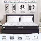 Matelas Whisen 8 Twin Hybrid en mousse à mémoire de forme, ressorts ensachés, fermeté moyenne
