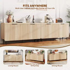 Bestier Meuble TV 70 pouces à 4 portes pour téléviseurs jusqu'à 75 pouces, console TV moderne avec 2 armoires de rangement et étagères réglables pour le salon