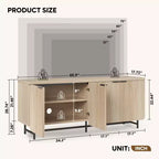 Bestier Meuble TV 70 pouces à 4 portes pour téléviseurs jusqu'à 75 pouces, console TV moderne avec 2 armoires de rangement et étagères réglables pour le salon
