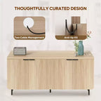 Bestier Meuble TV 70 pouces à 4 portes pour téléviseurs jusqu'à 75 pouces, console TV moderne avec 2 armoires de rangement et étagères réglables pour le salon