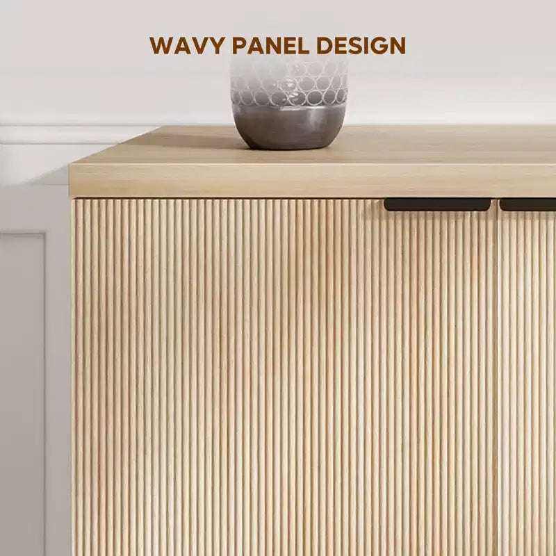 Bestier Meuble TV 70 pouces à 4 portes pour téléviseurs jusqu'à 75 pouces, console TV moderne avec 2 armoires de rangement et étagères réglables pour le salon