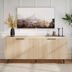 Bestier Meuble TV 70 pouces à 4 portes pour téléviseurs jusqu'à 75 pouces, console TV moderne avec 2 armoires de rangement et étagères réglables pour le salon