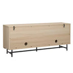 Bestier Meuble TV 70 pouces à 4 portes pour téléviseurs jusqu'à 75 pouces, console TV moderne avec 2 armoires de rangement et étagères réglables pour le salon