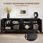 Bestier Meuble TV 70 pouces à 4 portes pour téléviseurs jusqu'à 75 pouces, console TV moderne avec 2 armoires de rangement et étagères réglables pour le salon