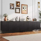 Bestier Meuble TV 70 pouces à 4 portes pour téléviseurs jusqu'à 75 pouces, console TV moderne avec 2 armoires de rangement et étagères réglables pour le salon