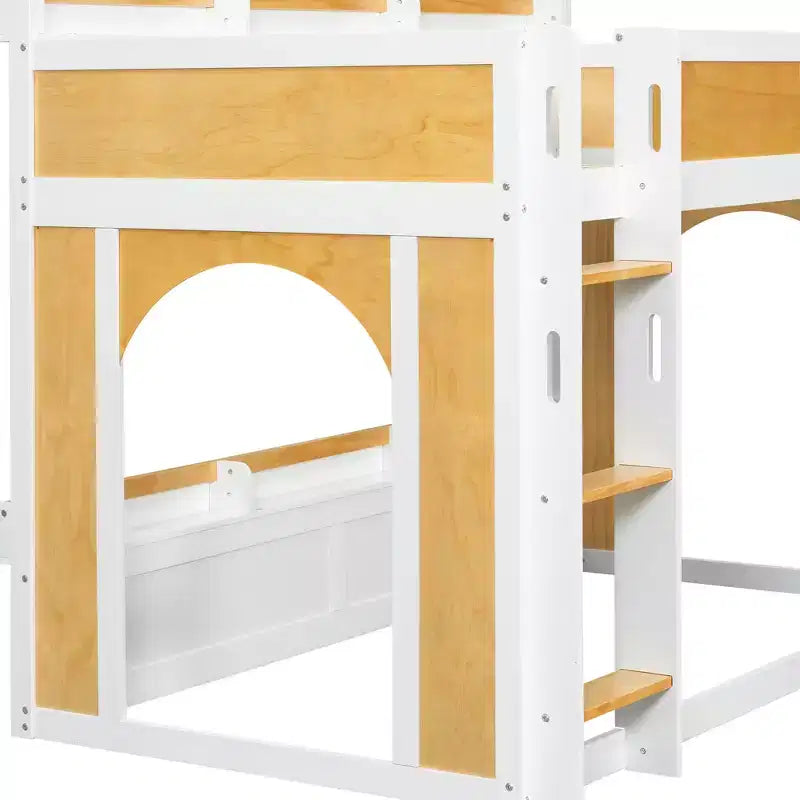 Lit superposé cabane pour enfants Polibi avec fenêtres, portes et espace de jeu ou de couchage convertible en bas