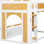 Lit superposé cabane pour enfants Polibi avec fenêtres, portes et espace de jeu ou de couchage convertible en bas