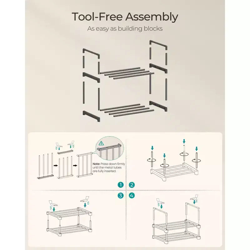 Étagère à chaussures empilable à 2 niveaux, organisateur de chaussures en métal de 37,6 cm avec capacité de 10 kg par niveau, vertical et réversible pour entrée, noir