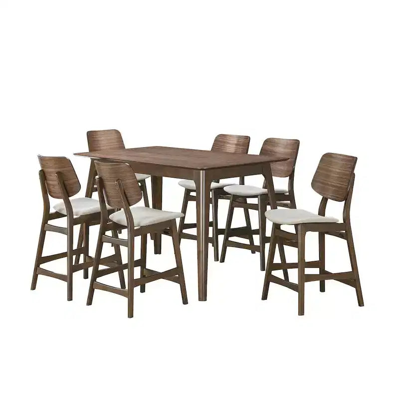 New Classic Furniture, Oscar 7-piece Wood Counter Dining Set in Walnut