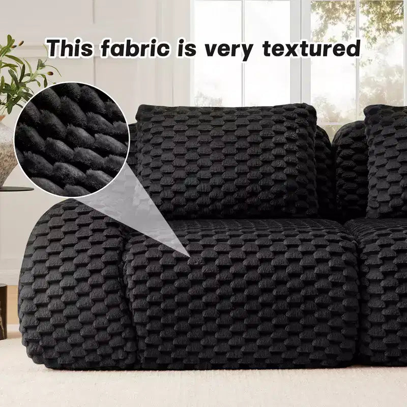 Canapé modulable 82 Flannelette 2 places Assise profonde Boucle Pas de montage Noir