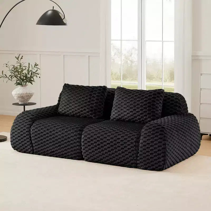 Canapé modulable 82 Flannelette 2 places Assise profonde Boucle Pas de montage Noir