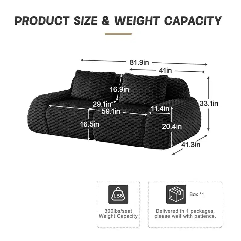 Canapé modulable 82 Flannelette 2 places Assise profonde Boucle Pas de montage Noir