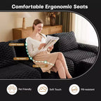 Canapé modulable 82 Flannelette 2 places Assise profonde Boucle Pas de montage Noir