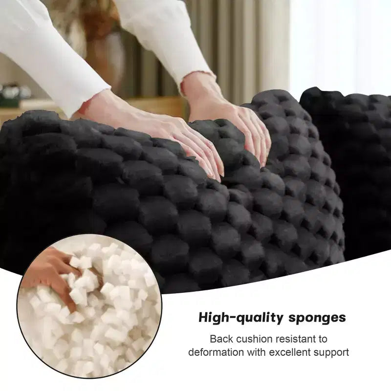 Canapé modulable 82 Flannelette 2 places Assise profonde Boucle Pas de montage Noir