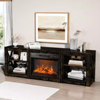 Farmhouse 70'' TV Stand For Tvs Up To 70'' With 23'' Electric Fireplace and Adjustable Shelves
