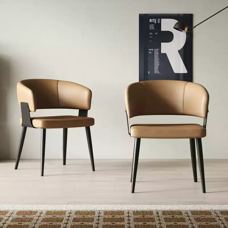 Lot de 2 chaises de salle à manger modernes Luck Live rembourrées avec pieds en métal, assise et dossier rembourrés, chaises d'appoint élégantes pour bureau à domicile et cuisine