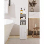Meuble de rangement de salle de bain d'angle avec portes et étagère réglable, meuble étroit pour papier toilette, petits espaces, blanc
