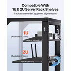VEVOR Armoire murale pour serveur 15U, capacité de charge maximale de 68 kg, rack réseau ouvert avec bras oscillant à 180 degrés, acier au carbone, noir
