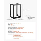 VEVOR Armoire murale pour serveur 15U, capacité de charge maximale de 68 kg, rack réseau ouvert avec bras oscillant à 180 degrés, acier au carbone, noir