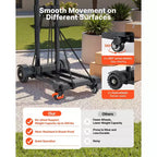Diable pliant VEVOR, capacité de charge de 130 kg, chariot à bagages pliable à 4 roues, 2 cordons élastiques et base extensible, noir