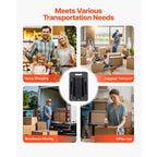 Diable pliant VEVOR, capacité de charge de 227 kg, chariot à bagages pliable à 6 roues, 2 cordes élastiques et base extensible, noir