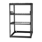 VEVOR 16U Open Frame Network Rack, 23 in Depth, Wall Mounted or Floor Standing Server Rack, Heavy Duty 4 Post, with Vented Shelves, Black