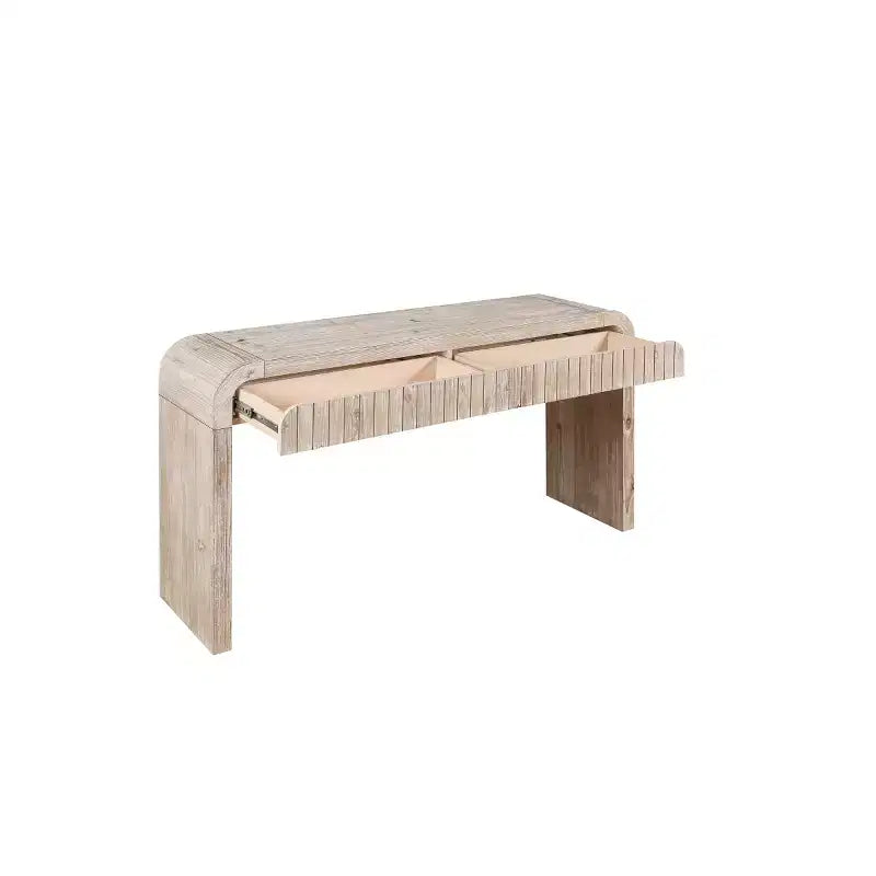 59 Table Console d'Entrée Vintage avec Tiroirs, Poignées Dissimulées, Table de Couloir au Design Courbé pour Salon ou Salle à Manger - Panipeachy