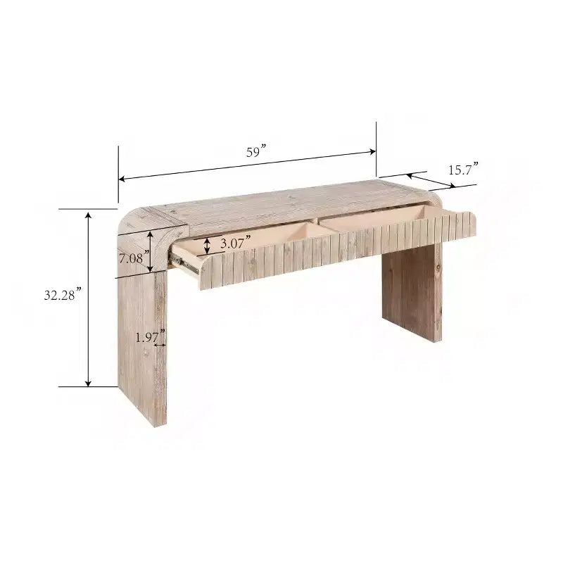 59 Table Console d'Entrée Vintage avec Tiroirs, Poignées Dissimulées, Table de Couloir au Design Courbé pour Salon ou Salle à Manger - Panipeachy