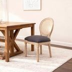 Lot de 2 chaises de salle à manger rustiques françaises rembourrées avec dossier en rotin, chaises de cuisine sans accoudoirs en bois massif de style ferme pour salle à manger - Panipeachy