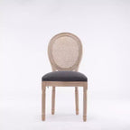 Lot de 2 chaises de salle à manger rustiques françaises rembourrées avec dossier en rotin, chaises de cuisine sans accoudoirs en bois massif de style ferme pour salle à manger - Panipeachy