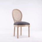 Lot de 2 chaises de salle à manger rustiques françaises rembourrées avec dossier en rotin, chaises de cuisine sans accoudoirs en bois massif de style ferme pour salle à manger - Panipeachy