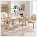 Lot de 2 chaises de salle à manger rustiques françaises rembourrées avec dossier en rotin, chaises de cuisine sans accoudoirs en bois massif de style ferme pour salle à manger - Panipeachy