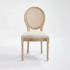 Lot de 2 chaises de salle à manger rustiques françaises rembourrées avec dossier en rotin, chaises de cuisine sans accoudoirs en bois massif de style ferme pour salle à manger - Panipeachy