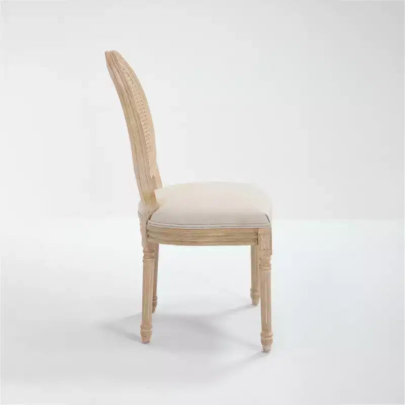 Lot de 2 chaises de salle à manger rustiques françaises rembourrées avec dossier en rotin, chaises de cuisine sans accoudoirs en bois massif de style ferme pour salle à manger - Panipeachy