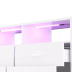 Commode de chambre Besiost avec lumières LED et prises de courant, commode meuble TV avec 4 tiroirs
