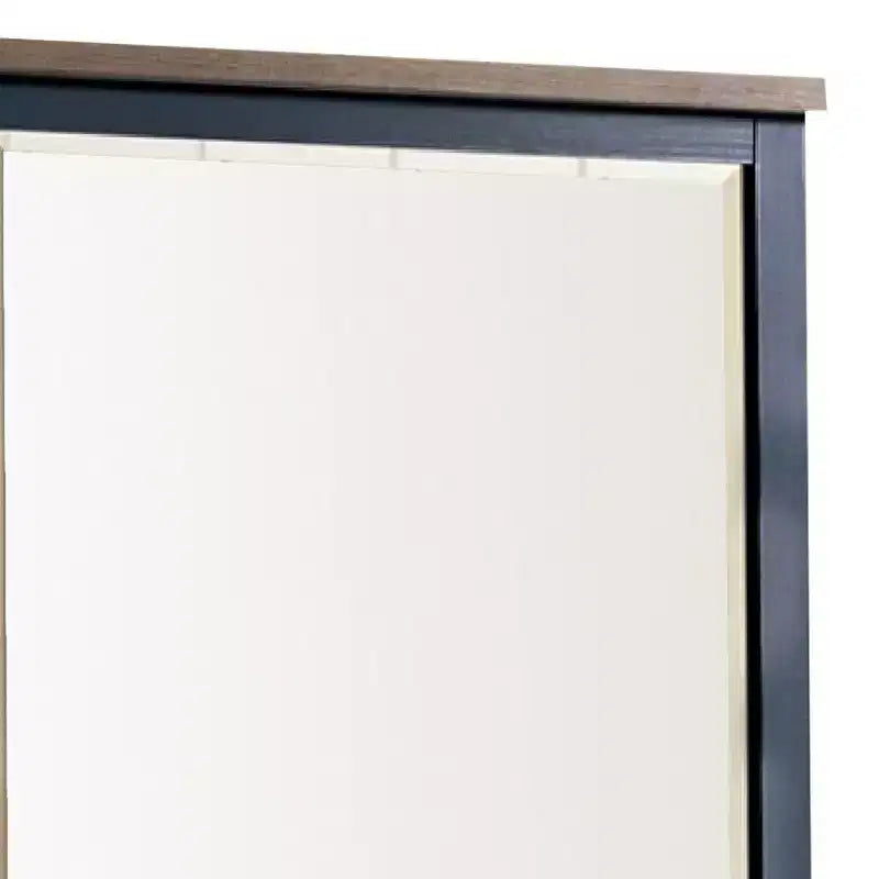 Miroir de commode Royal Hampton de 36 pouces, cadre en pin bleu, dessus marron foncé