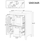 MAYEERTY 24 Meuble-lavabo avec évier 2 tiroirs 1 porte Étagère réglable Bois massif MDF Blanc