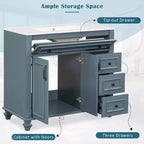 MAYEERTY Meuble de salle de bain 91 cm avec lavabo, armoire blanche, tiroir basculant, 3 tiroirs, 2 portes à fermeture douce, bois massif MDF, quincaillerie dorée