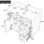 MAYEERTY Meuble de salle de bain 91 cm avec lavabo, armoire blanche, tiroir basculant, 3 tiroirs, 2 portes à fermeture douce, bois massif MDF, quincaillerie dorée