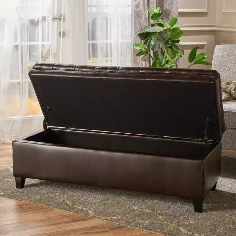 TUYOHW 50 Banc de rangement, Banc ottoman capitonné en bout de lit avec couvercle relevable, Ottoman pour salon, entrée