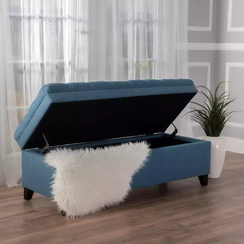 TUYOHW 50 Banc de rangement, Banc ottoman capitonné en bout de lit avec couvercle relevable, Ottoman pour salon, entrée
