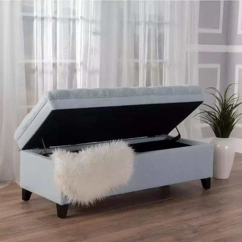 TUYOHW 50 Banc de rangement, Banc ottoman capitonné en bout de lit avec couvercle relevable, Ottoman pour salon, entrée